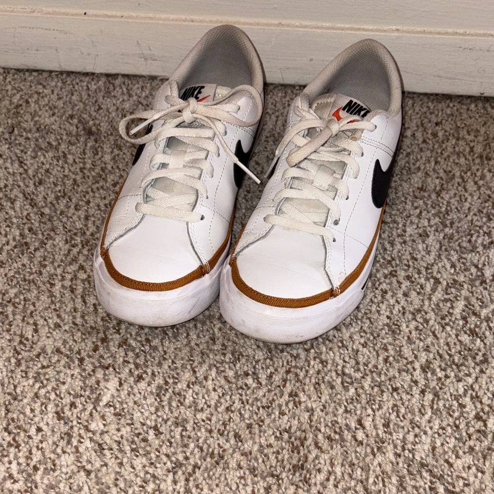 Nike White Sneakers with Black and Brown Accents